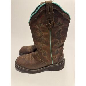 Justin Gypsy 6.5 Raya Brown Leather Western Cowboy Women's L2900 Turquoise